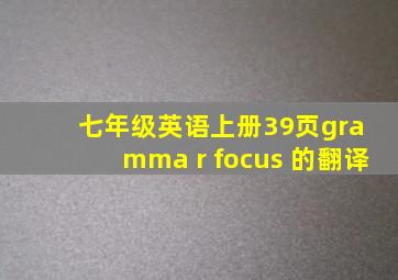 七年级英语上册39页gra mma r focus 的翻译